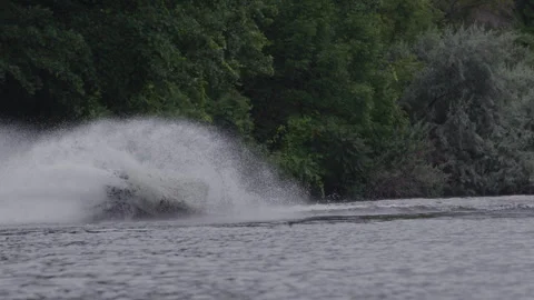Jet ski 360 slash splash trick Stock Footage 249817442