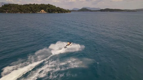 Jet Ski Adventure Through Crystal Clear Waters of Nidri, Lefkada, Greece Stock-Footage 336524724