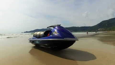 Jet Ski on beach Stock Footage