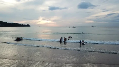 Jet ski on the beach at sunset in Phuket Thailand Stock Footage 88162149