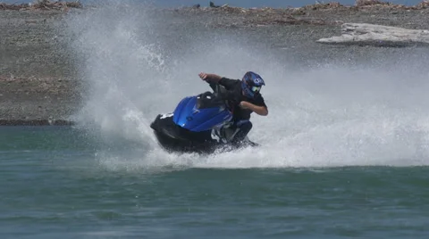 Jet ski on corner in super slow motion Stock Footage 59752737