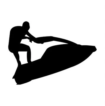 Jet ski driver silhouette Stock Illustration