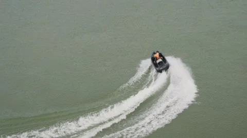 Jet ski on Gan River Video stock 347484986