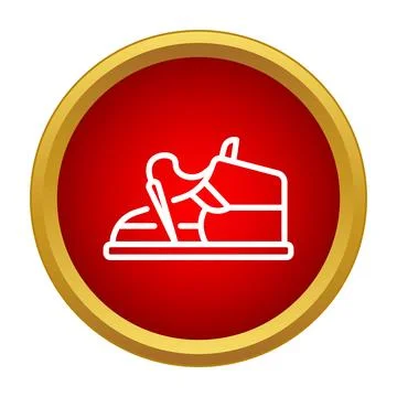 Jet ski icon on a red circle background Stock Illustration