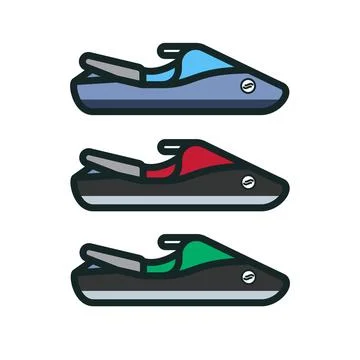 Jet ski icons set in different colors vector illustrations  Stock Illustration