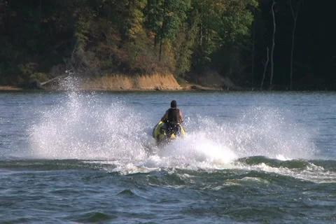 Jet Ski Jumps On Lake Video stock 2748812
