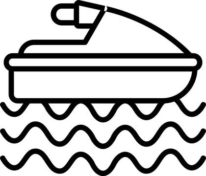 Jet Ski Line Icon Design Stock Illustration