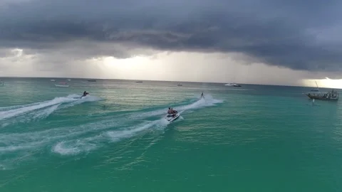 Jet Ski in Nungwi Beach, Zanzibar Stock Footage