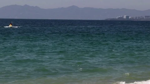 Jet ski in the ocean, turning, exit Stock Footage 78111584