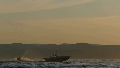 Jet Ski Is Passing By Stock Footage 81906658