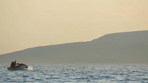 Jet Ski Is Passing  In Slow Motion Stock Footage 81903572