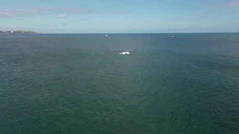 Jet ski pattern Devon UK. Aerial view using a drone. Stock Footage 116879881