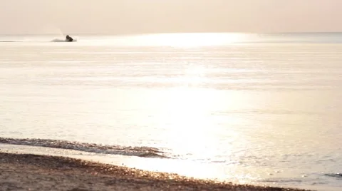 Jet Ski At Pink Sunset Stock Footage 68016536