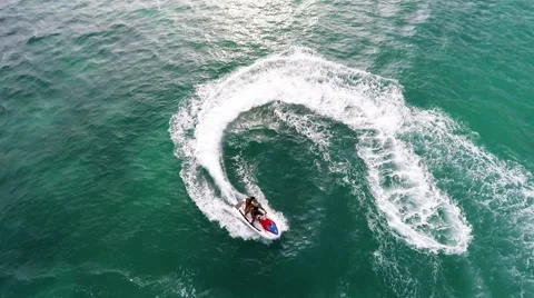 Jet ski pursue aerial view Stock Footage 60581053