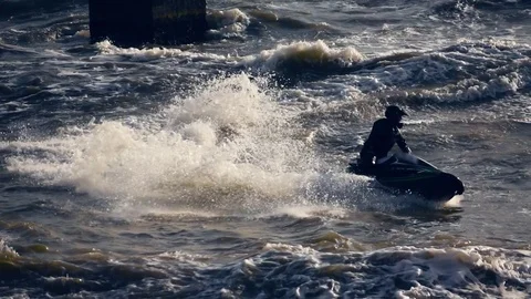 Jet ski racing in the sea Stock Footage