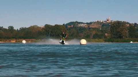 Jet ski riding in a lake Stock Footage 89213659