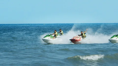 Jet ski on the sea Stock Footage 125412795