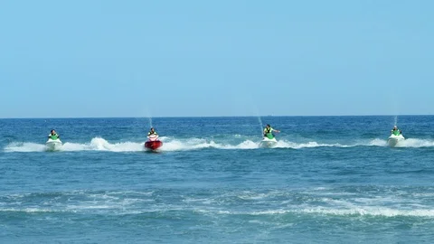 Jet ski on the sea Stock Footage 125413109