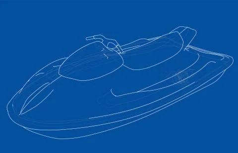 Jet ski sketch. Vector Stock Illustration
