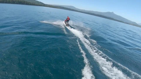 Jet Ski Slow Motion Crash Causing a Bit Splash, Aerial Shot. Stock Footage 107288096