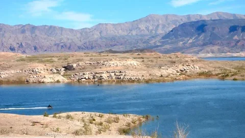 Jet Ski Speeding Around Lake Mead Stock-Footage 87343231