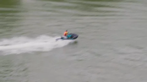 Jet ski speeding on river Video stock 347484987