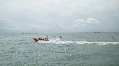 Jet Ski is speeding on the sea. Stock Footage 168875606