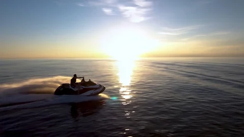 Jet Ski Sunset drone 1 Video stock 122456206