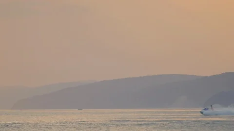 Jet Ski at Sunset Stock Footage 89743768