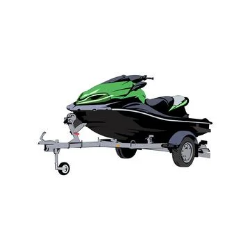 Jet ski on trailer logo Stock Illustration