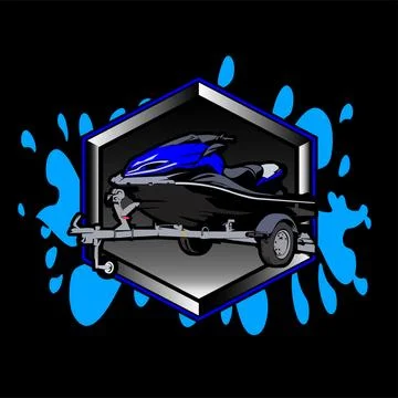 Jet ski on trailer logo Illustrazione stock