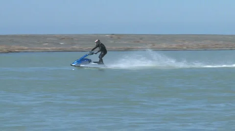 A  jet ski traverses a corner in slow motion Stock-Footage 521863