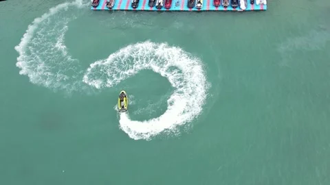 Jet Ski in water - making circles  Stock Footage 164605120