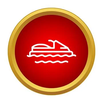 Jet ski watercraft floating on waves in red icon 库存插图