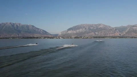 Jet Ski Waverunners on Utah Lake with Stock Video Pond5