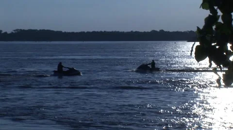 Jet skier silhouette 2 Stock Footage 7751691