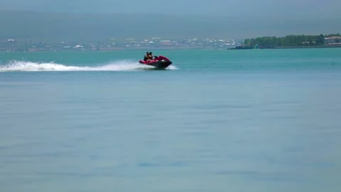 Jet skiing in a lake Stock Footage 197515822
