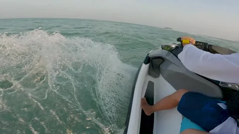 Jet skiing in the sea  Stock Footage 307135444