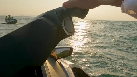  Jet skiing on the sea at sunset Stock Footage 307135452