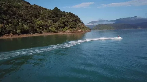 Jet Sking drone shot Stock Footage 92196285