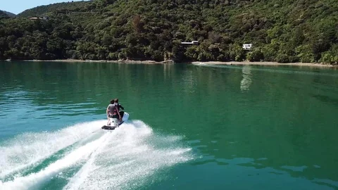 Jet Sking drone shot Stock Footage 92226045