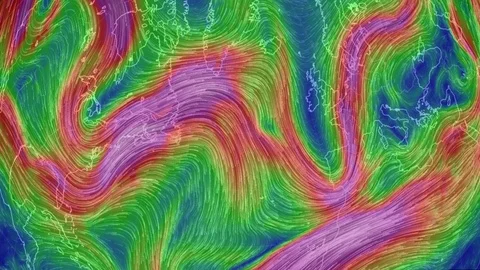 Jet stream and air currents affecting weather around planet Earth Видео 89062616