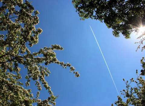 Jet trail Stockfoto's