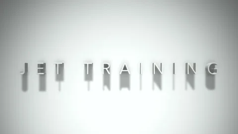 Jet training 3D title animation white text on a white background Stock Footage 299646260