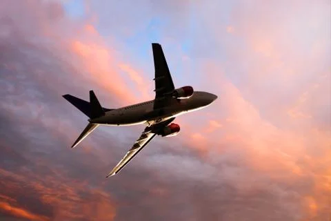 Jet view from below at dusk Stock Photos