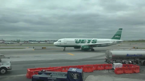 Jetblue with markings of NY Jets Video stock 62905887