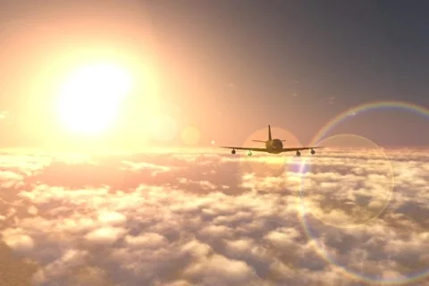 Jetliner Flyby at sunset Stock Footage 83259