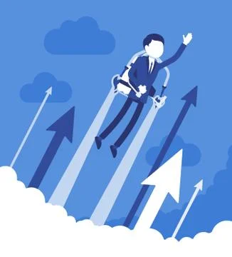 Jetpack businessman flight Stock Illustration