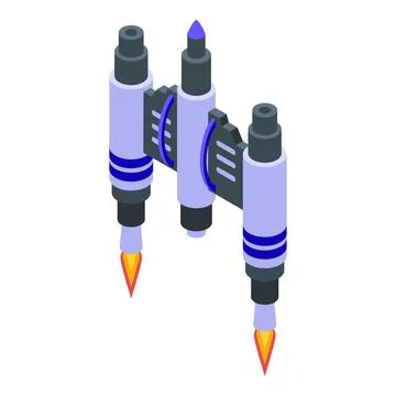 Jetpack device icon isometric vector. Fire jet Illustrazione stock