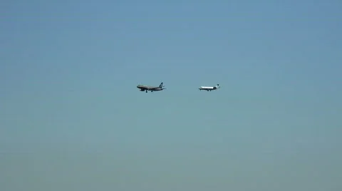 Jets flying a close approach Stock Footage 595574